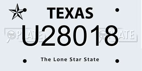 U28018 Texas License Plate