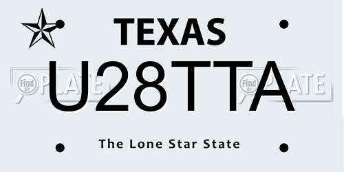 U28TTA Texas License Plate