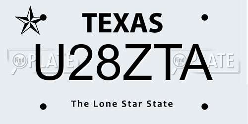 U28ZTA Texas License Plate