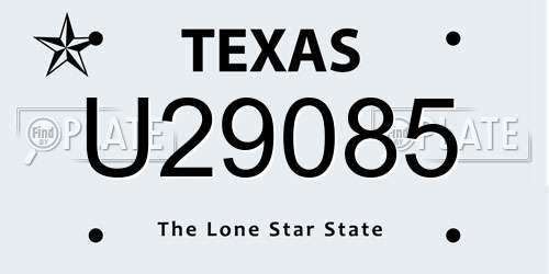 U29085 Texas License Plate