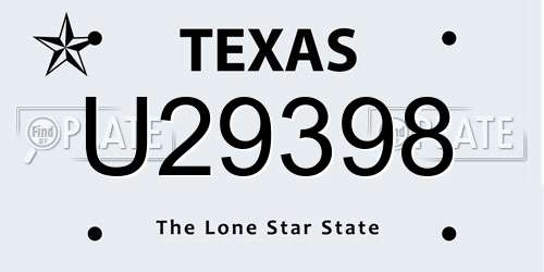 U29398 Texas License Plate