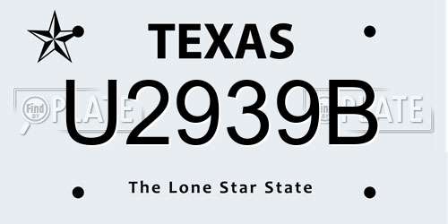 U2939B Texas License Plate