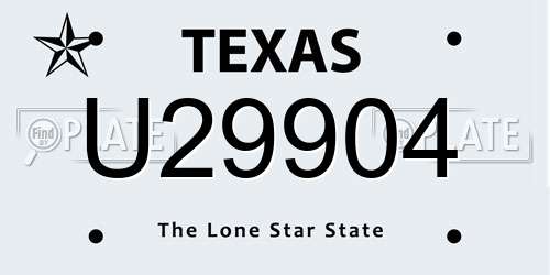 U29904 Texas License Plate