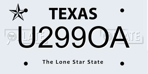 U299OA Texas License Plate