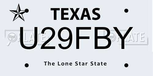 U29FBY Texas License Plate