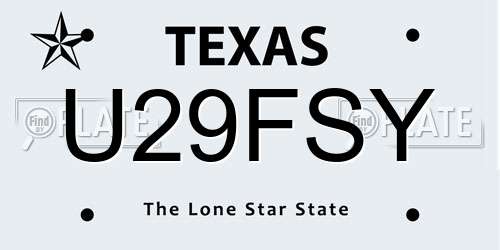 U29FSY Texas License Plate