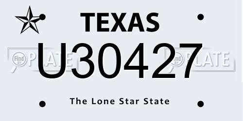 U30427 Texas License Plate