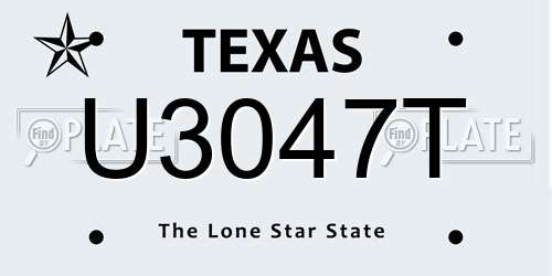 U3047T Texas License Plate