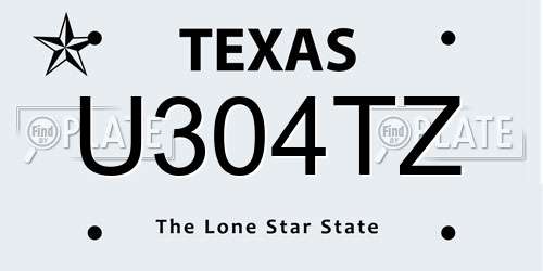 U304TZ Texas License Plate