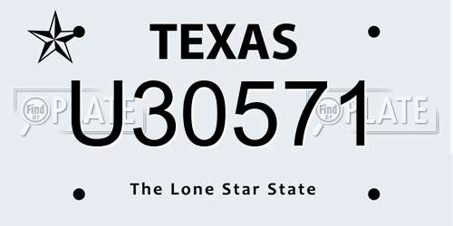U30571 Texas License Plate
