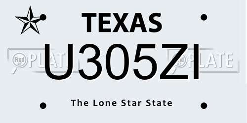 U305ZI Texas License Plate