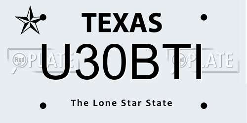 U30BTI Texas License Plate