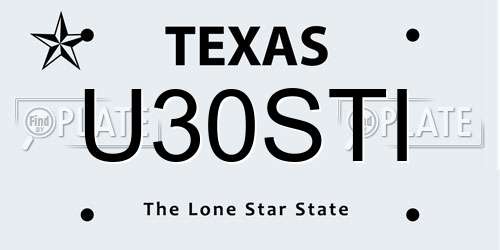 U30STI Texas License Plate