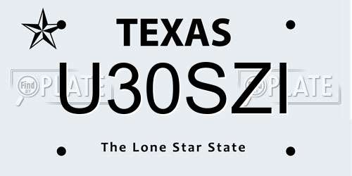 U30SZI Texas License Plate