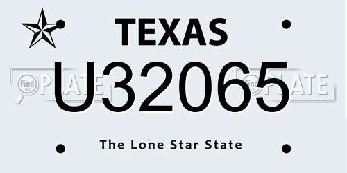 U32065 Texas License Plate