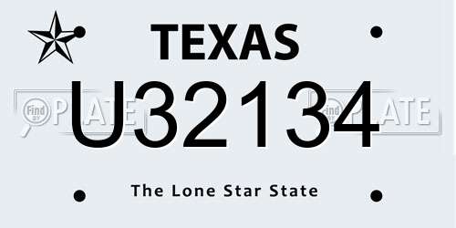 U32134 Texas License Plate