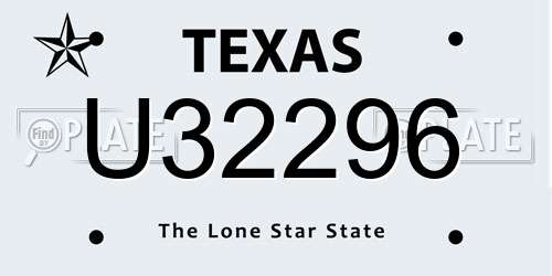 U32296 Texas License Plate