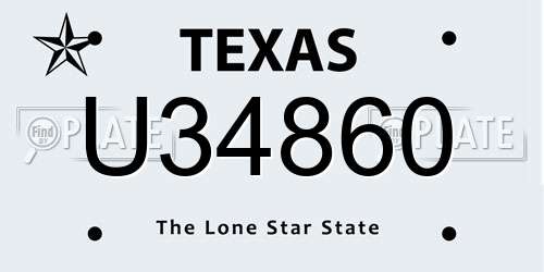 U34860 Texas License Plate