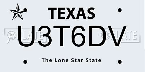 U3T6DV Texas License Plate