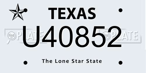 U40852 Texas License Plate