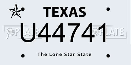 U44741 Texas License Plate