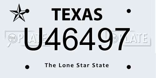 U46497 Texas License Plate