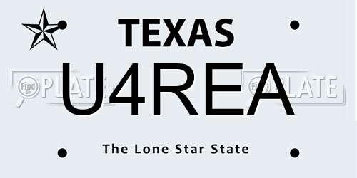 U4REA Texas License Plate