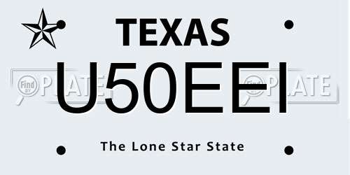U50EEI Texas License Plate