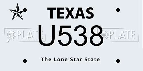 U538 Texas License Plate