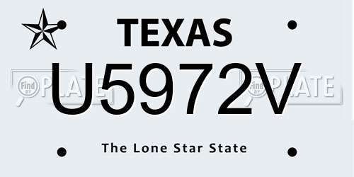 U5972V Texas License Plate
