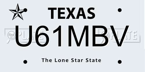 U61MBV Texas License Plate