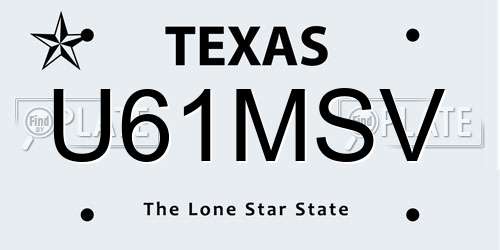 U61MSV Texas License Plate