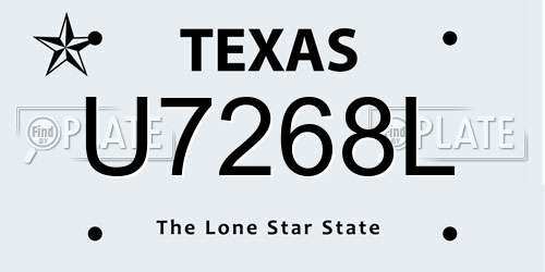 U7268L Texas License Plate