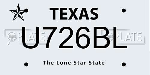 U726BL Texas License Plate
