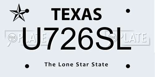 U726SL Texas License Plate