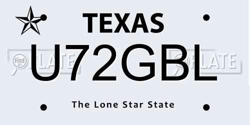 U72GBL Texas License Plate