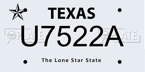 U7522A Texas License Plate