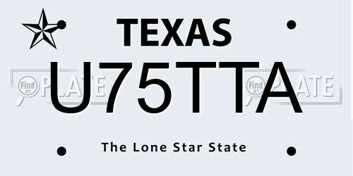 U75TTA Texas License Plate