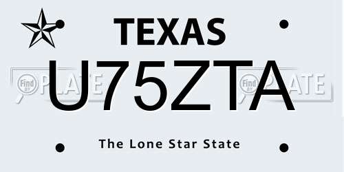 U75ZTA Texas License Plate