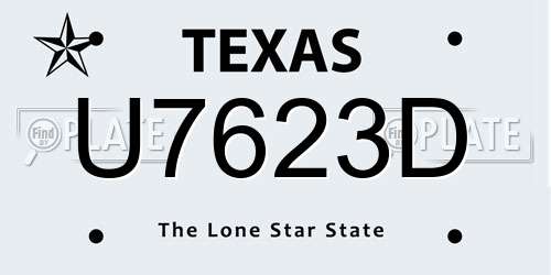 U7623D Texas License Plate