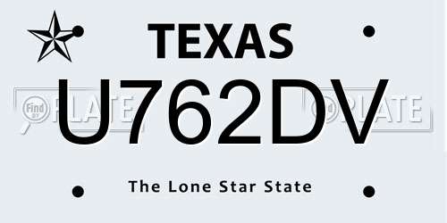 U762DV Texas License Plate