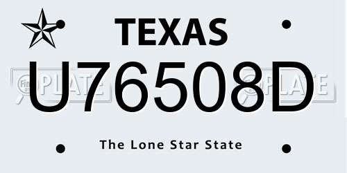 U76508D Texas License Plate