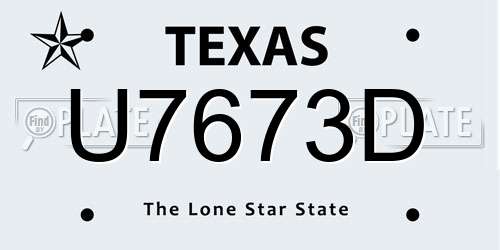 U7673D Texas License Plate