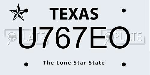 U767EO Texas License Plate