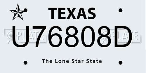 U76808D Texas License Plate