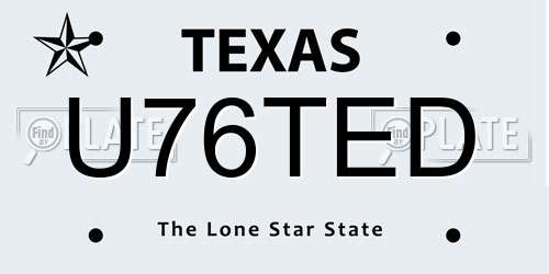 U76TED Texas License Plate