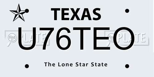 U76TEO Texas License Plate