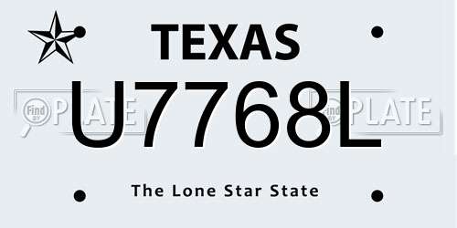 U7768L Texas License Plate