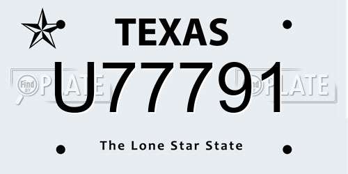 U77791 Texas License Plate