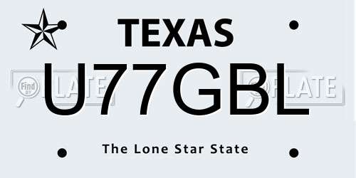 U77GBL Texas License Plate